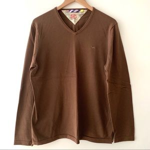 Modern Amusement Brown V-neck Sweater - M